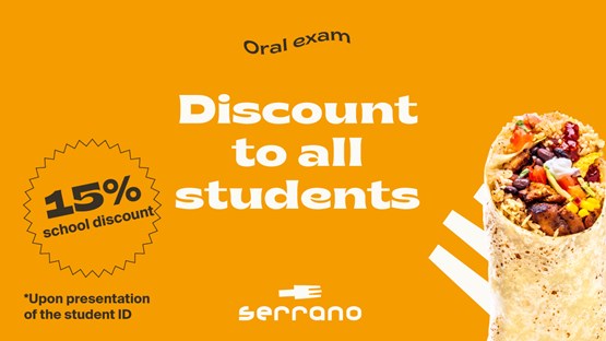 Student discount on food and drinks at Serrano